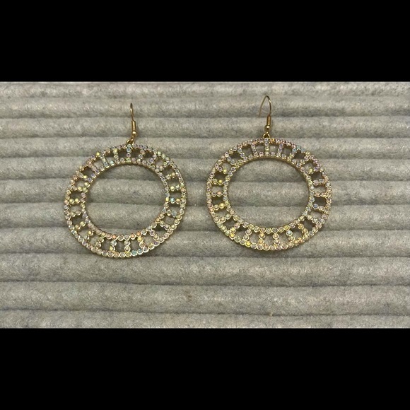 NEW, Anthropologie, Shiny, Geometric Design Dangle, Hoop Earrings - Picture 10 of 12
